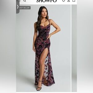 ALETTA MAXI DRESS - COWL CROSS BACK DRESS IN ALETTA BURN OUT FLORAL